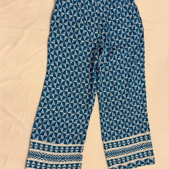 Soft Surroundings Women's Narah Blue Patterned Full Length Palazzo Pants sz M - Picture 3 of 6